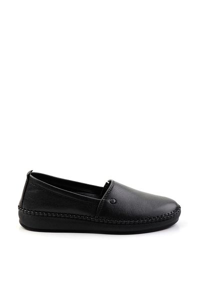 Bambi Black Leather Women's Ballerinas K01523021103