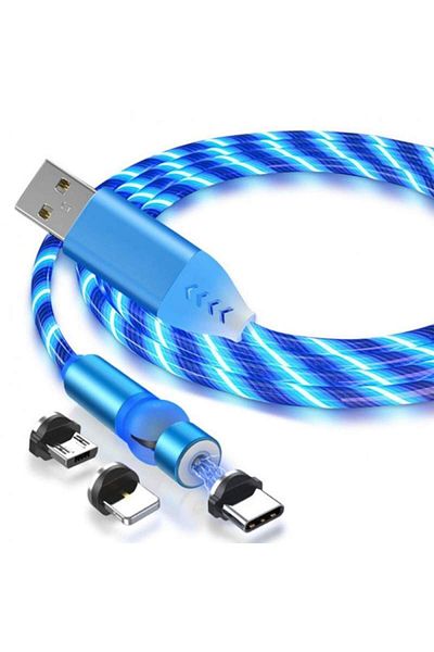 SIKS 3in1 Charging Cable, Magnetic, Lightning, Micro-usb, Type-c, Blue