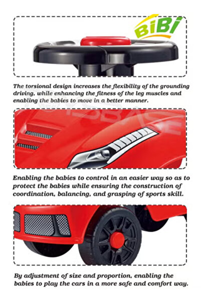 Fun Moment سيارة ركوب للأطفال مع عجلة قيادة ومسند ظهر