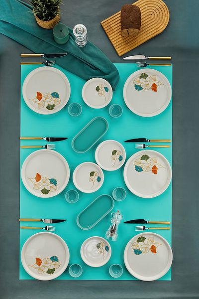 Sezka Life Barbera 18 Piece Ceramic Breakfast Set 6-Person Breakfast Set Luxury Ceramic