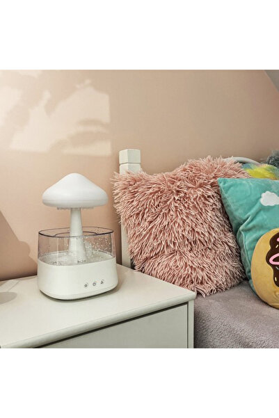 zola Umidificator ciuperca, difuzor arome, efect ploaie, LED 6x, 8 culori, 450 ml, 10W, alb