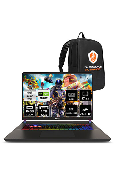 MSI Vector 17 HX AI Ultra 7 255HX 16GB 1TB SSD RTX5070Ti/12GB 140W 17" QHD+ 2...