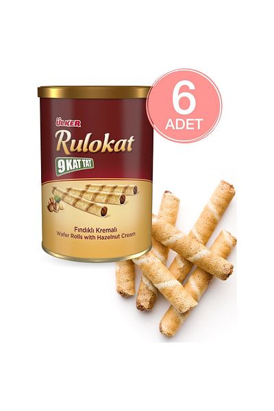 Ülker Rulokat Findik Cream. Waffle Tin 170 Gr (6 Pieces)