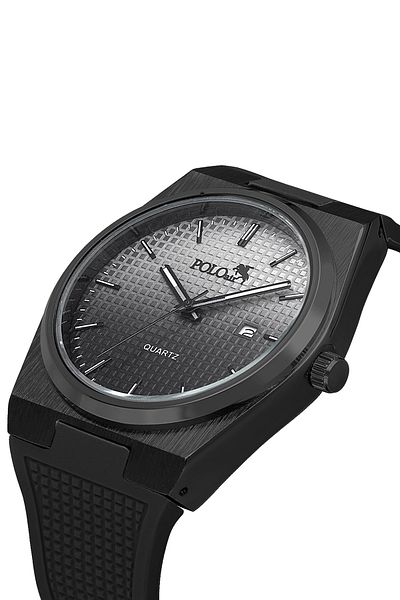 Polo Air Men's Wrist Watch with Silicone Cord Calendar Black Color Pl-0985E1X