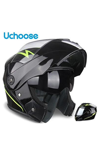 GÜMRÜK BEY Uchoose FMVSS 216 Dot Sertifikalı Tüm Yüz Tam Koruma Motosiklet Kaskı XL (61-62 cm.)