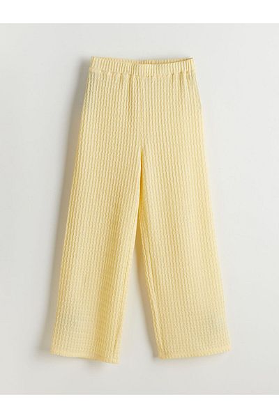 LC Waikiki New Season Textured Girl's Pants with Elastic Waist - S5Gt89Z4