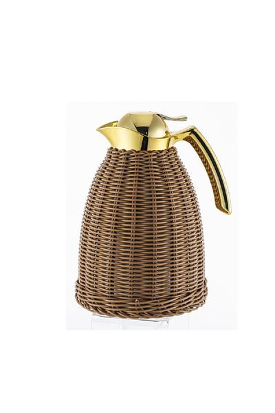 Bien Servi Stainless Steel Vacuum Flask with Rattan Beige