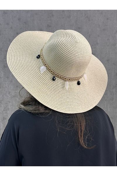AYSBUTK Straw Hat with Beads