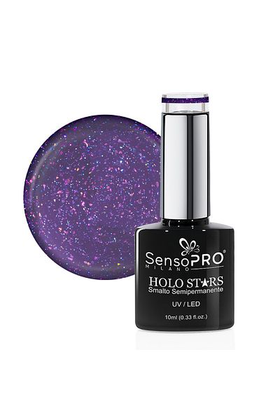 SensoPRO Milano Semi-permanent nail polish Holo Stars SensoPRO Milano 10ml, Cosmic Lavender #18