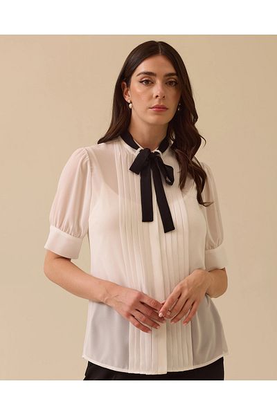 SEÇİL Collar Tie Pleat Detailed Shirt
