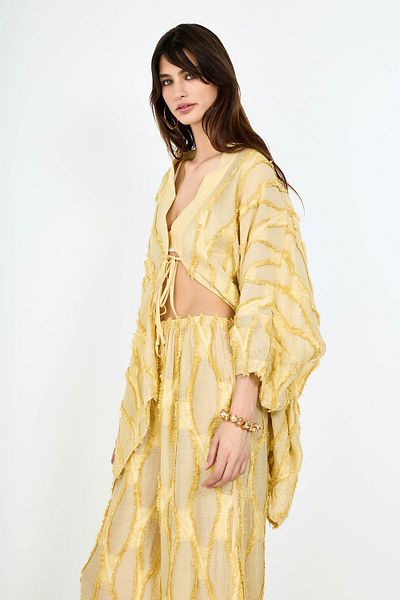boneqa barcelona Yellow Jacquard Kaftan