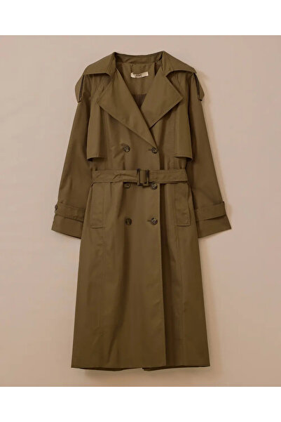 SEÇİLSTORE 10002 KRUVAZE YAKA ÖNDEN DÜĞMELİ BELİ KEMERLİ KOLLARI MANŞETLİ GÜNLÜK TRENÇKOT #03-25#
