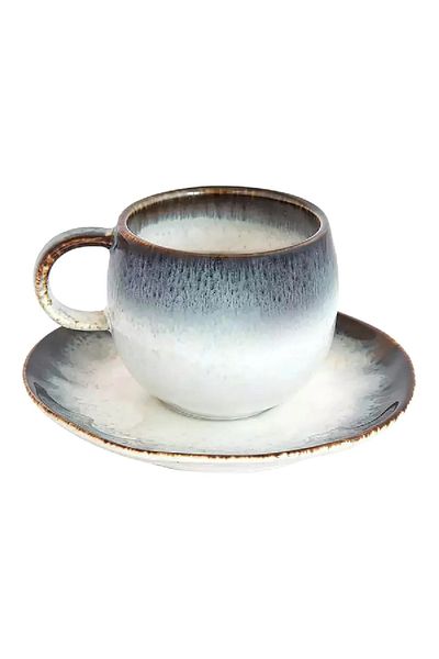 EasyLife Porcelain Coffee Cup & Saucer Set Blue and White 120ml
