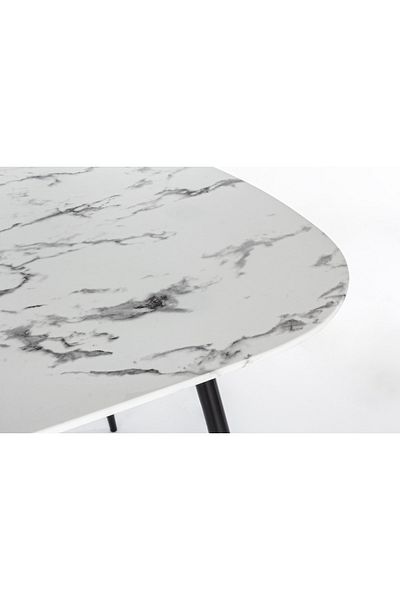 Bizzotto Coffee table with black steel legs and Marble glass top 110 cm x 50 cm x 45 h