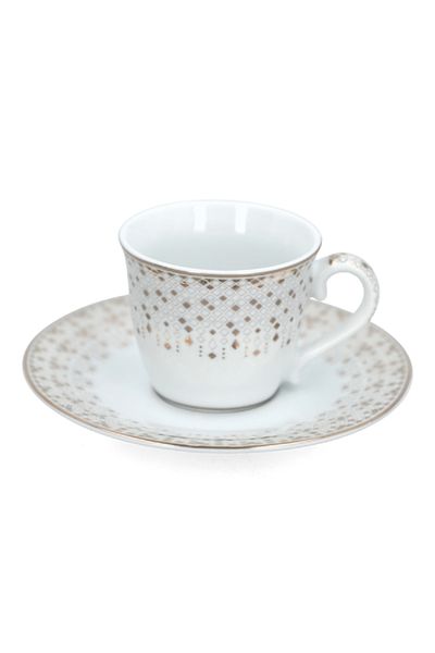 EasyLife Festive Collection Porcelain Coffee Cup with Saucer White and Gold 80ml