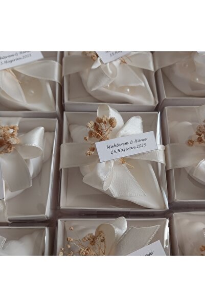 Bernami Pinterest Süslenmiş Cipso Çiçekli Midye Mum Nikah Nişan Düğün Hediyel...