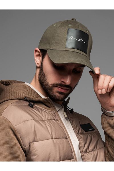 OMBRE Herren-Baseballkappe mit Schirm und großem Patch - Khaki V2 OM-ACCS-0101