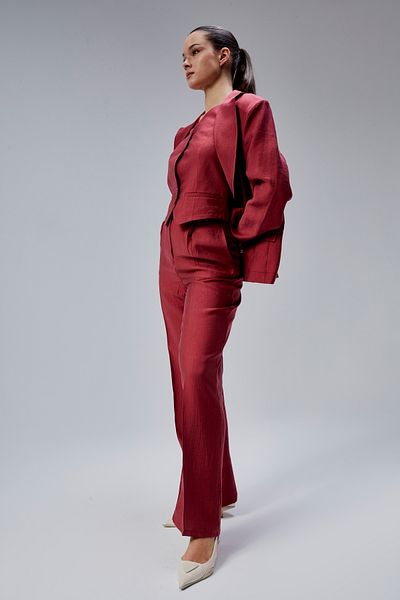 Bolivente Burgundy Linen Woven 3 Piece Set