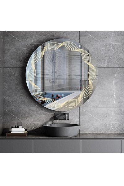 OPTIM DEKO Oglindă de baie tactilă cu LED, sistem de dezaburire și iluminare reglabilă, 60x60 cm