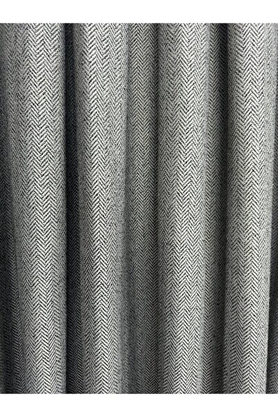 Erdoğanlar Koza Herringbone Dark Gray Background Curtain 1/2.5 Medium Pleated Background Curtain