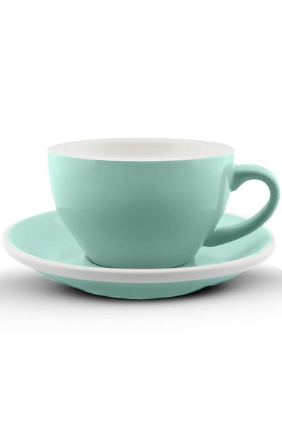 MIBRU Coffee ceramic cup with plate 350ml sky blue