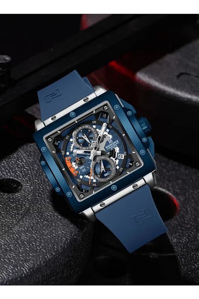 Naviforce Fashion Square Waterproof Luminous Sports 40mm Fumed Silica Quartz Chronograph Men Watch