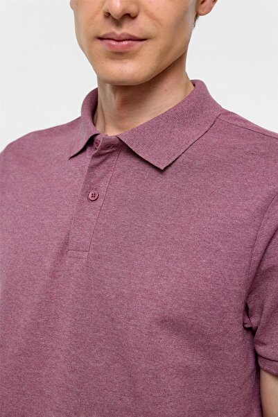 SÜVARİ Dark Claret Red Regular Dobby Polo Neck T-Shirt