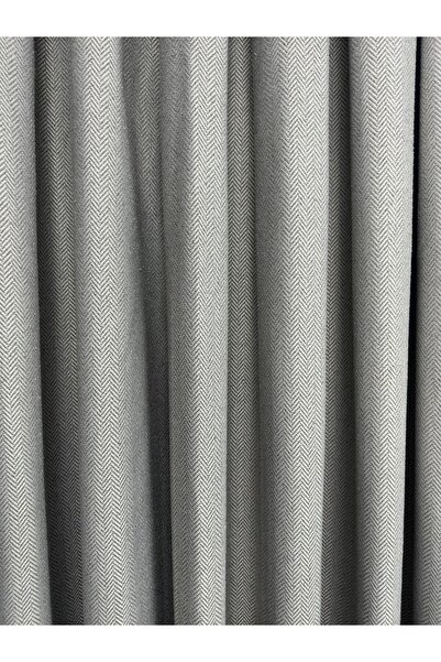 Erdoğanlar Koza Κουρτίνα με γκρι φόντο ψαριού 1/3 συμπίεσης πτυχωτή κουρτίνα φόντου