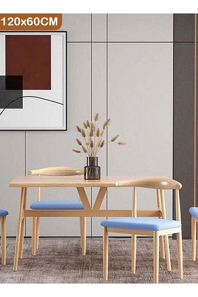 Taimi Brown Modern Dinning Table, Computer Desk, Office Desk, with Solid Wood Legs, 120x60x75cm