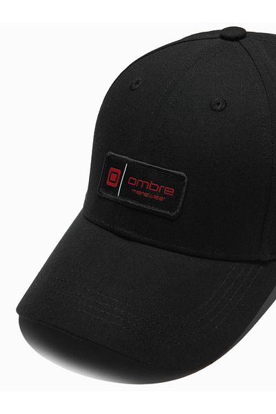 OMBRE Herren Baseballkappe mit Patch - schwarz V1 OM-ACCS-0103