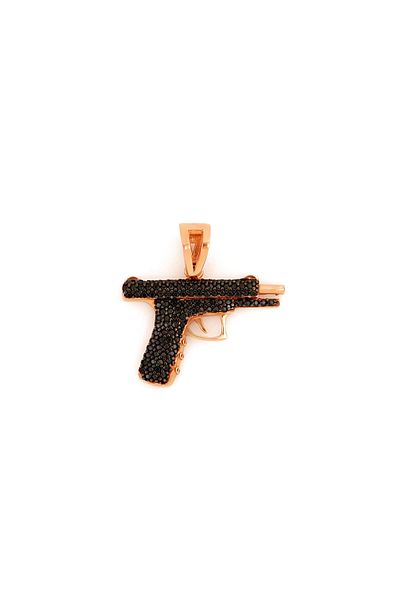 MOHI Fine Jewellery 14k rose gold pistol pendant