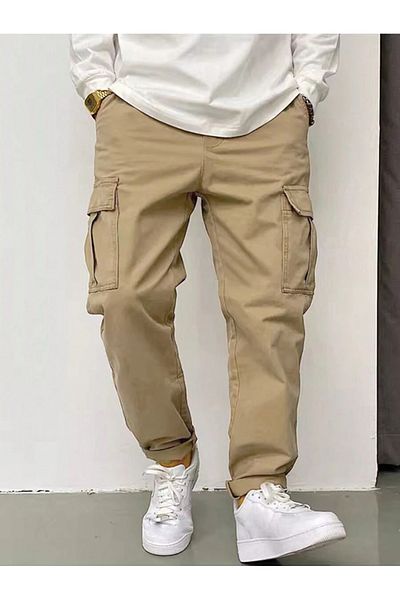 WKM Men's Cargo Pocket Gabardine Slim Fit Trousers