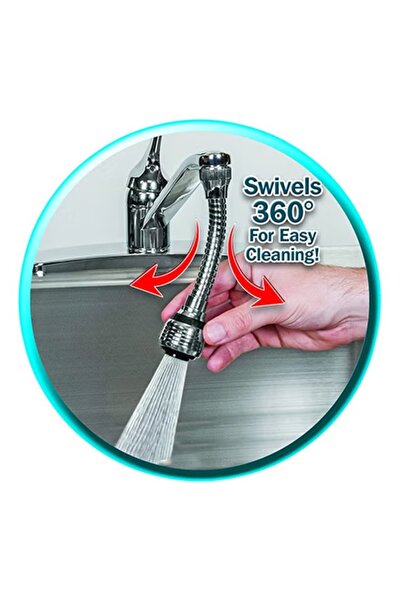 Primo Plus Turbo Flex 360 Instant Hands Free Faucet Swivel Spray Sink Hose (Silver) (6 inch)