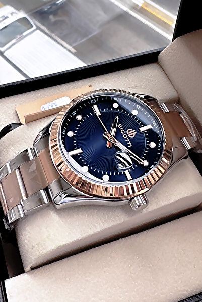 Bigotti Special Boxed 5 Atm Waterproof Men Wristwatch Rosegold Color Steel Band + Gift Bracelet Bme2024C1