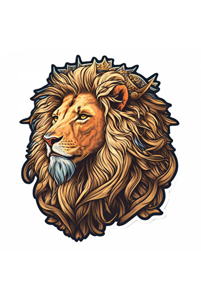 INOVATIX Set de 8 piese, autocolant cap de leu cu coamă, INOVATIX®. 6 cm