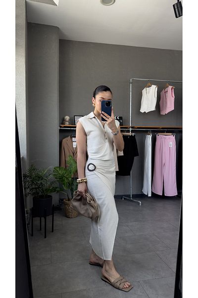 YOUR NAME Buckle Skirt Crop Blouse Linen Suit