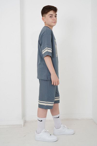 HayKids Boy's Two Thread Fabric Crew Neck Printed Shorts Suit