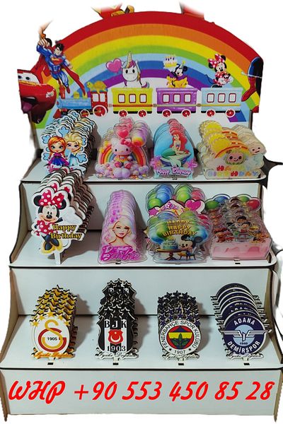 ÇUKUROVA ÜTÜ Wooden Stand and 120 Piece Cake Decorations