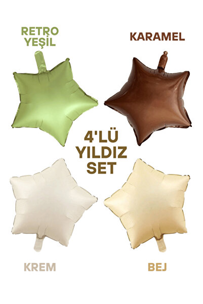 Bunloon Retro Yıldız Folyo Balon Doğum Günü Parti Süsleme