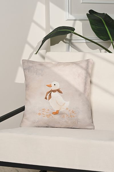 decofav Husă de pernă cu rață drăguță cu desen de rață de toamnă – 43x43cm