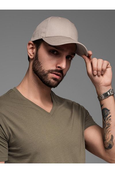 OMBRE Herren Baseballcap mit dekorativer Stickerei - ash V3 OM-ACCS-0102
