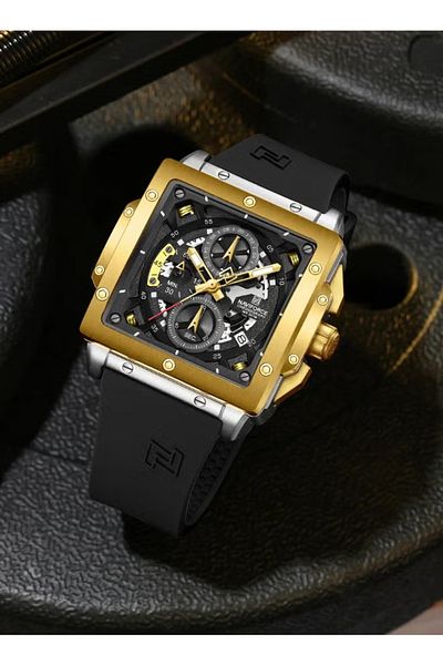 Naviforce Fashion Square Waterproof Luminous Sports 40mm Fumed Silica Quartz Chronograph Men Watch