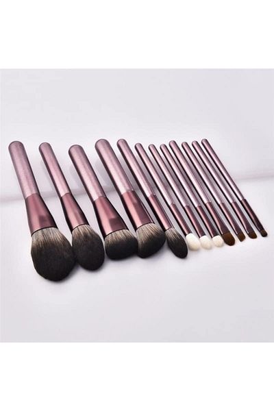 OEM Set 12 pensule de machiaj, mâner metalic, violet strălucitor