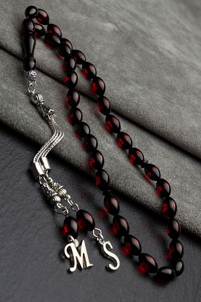 OTTOTESBİH Gift Prayer Beads, Amber Prayer Beads, Lettered Prayer Beads, Wooden Boxed Prayer Beads