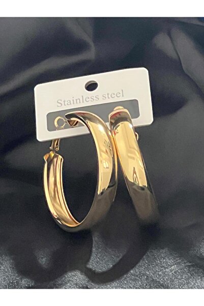 Meri Kalın halka çelik küpe orta boy