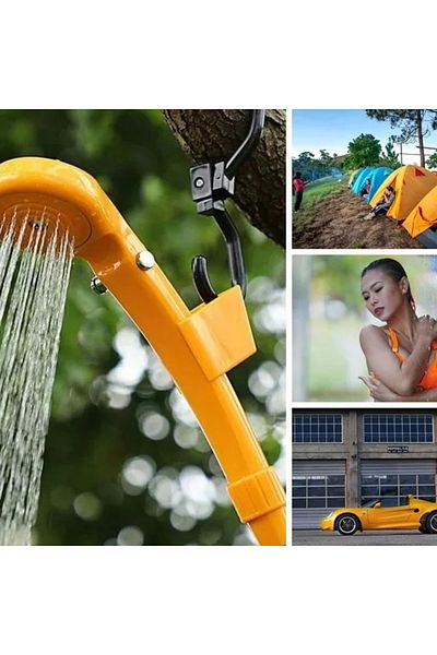 Generic Tourist shower, camping, hose 2, cable length 5 m, ABS, gray/yellow, 12V 3A, 60 W