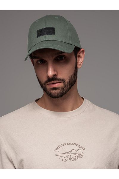 OMBRE Herren-Baseballkappe mit Schirm und rechteckigem Patch - Khaki V6 OM-ACCS-0104