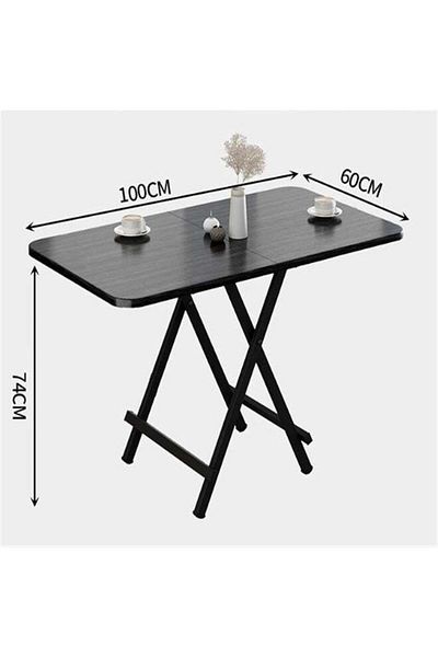 Taimi Black Folding Dining Table, Rectangle Table, Portable Table for Kitchen, Dining Room, 100x60x74cm