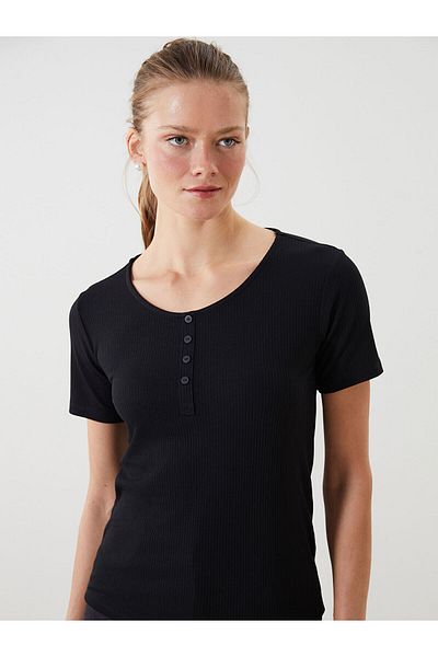 LC Waikiki Γυναικείο T-Shirt Crew Neck με υφή