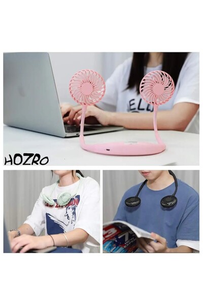 HOZRO Ventilator portabil HOZRO pentru gât, reîncărcabil, silențios și ușor – Răcire personală, hands-free pentru